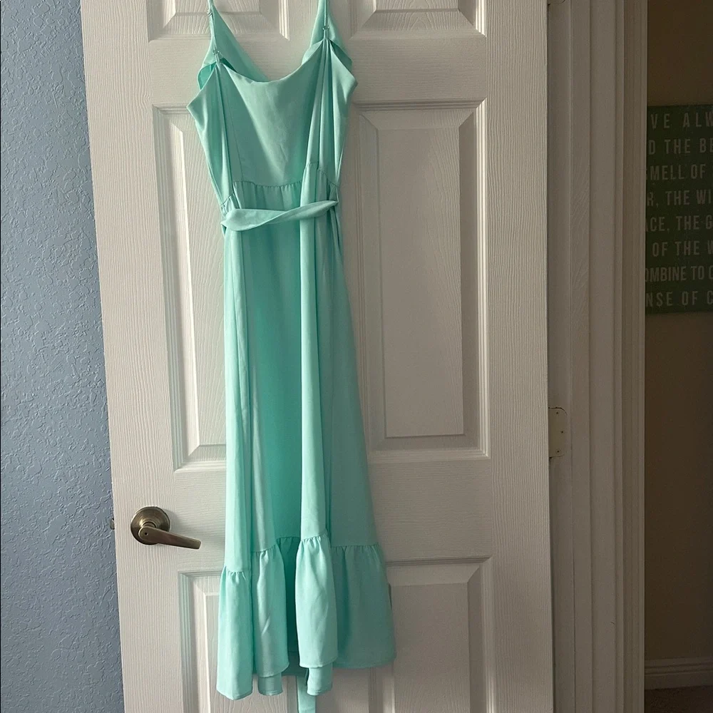 LOFT Outlet Mint Green Flounced Maxi Dress size 10P - Picture 2 of 5